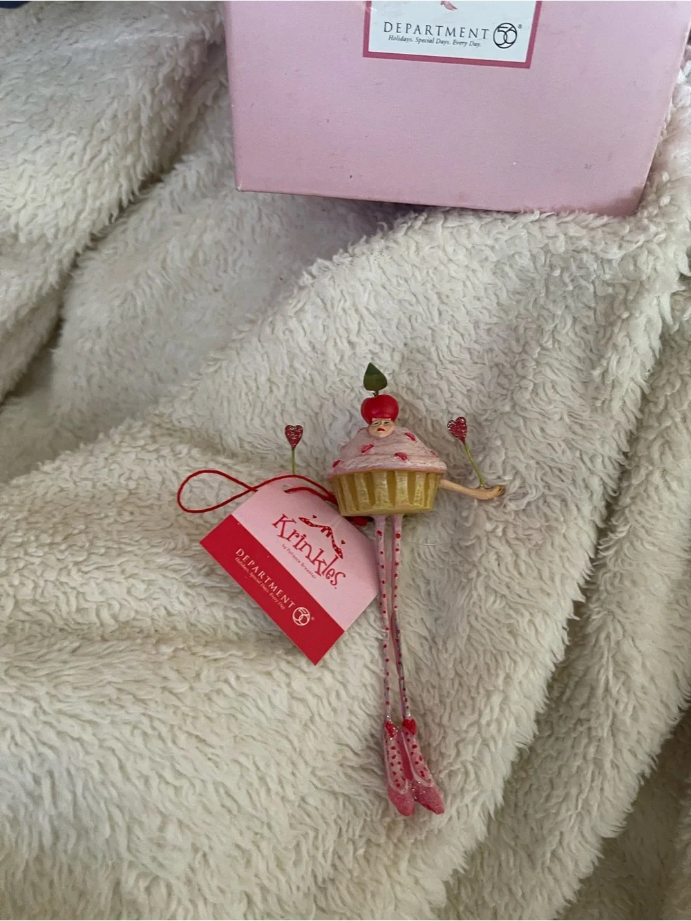 Department 56 Pink and Red Cupcake Ornament Krinkles